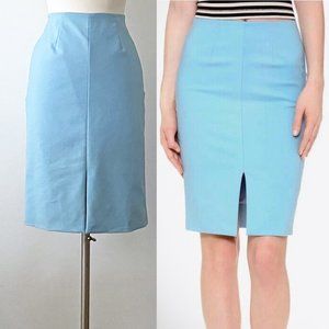 L'AGENCE tailored pencil skirt, front slit, sky blue, sz 10